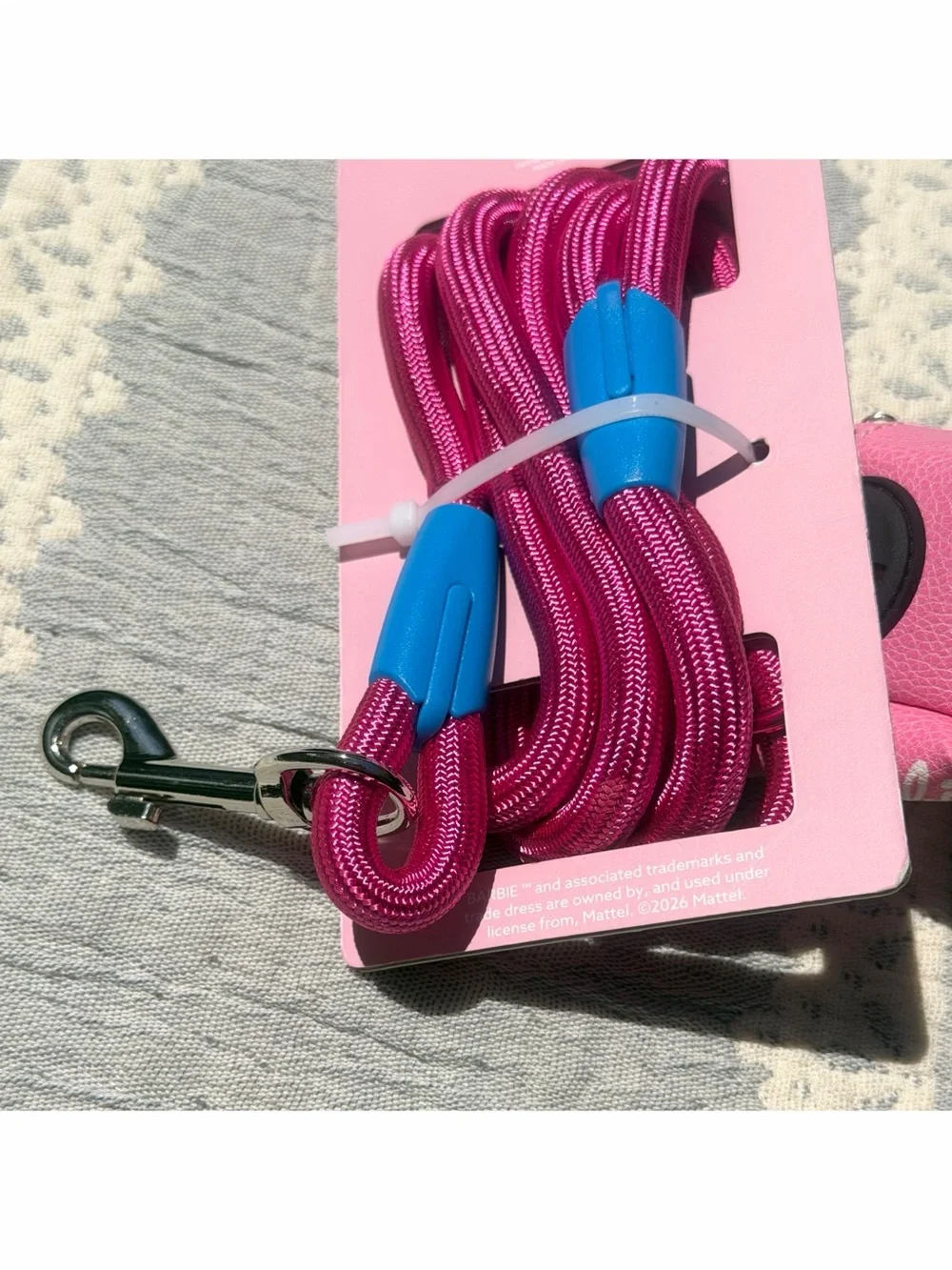 Buckle-Down Barbie Rope Leash + Waste Dispenser Pouch Charm Hot Pink 4-ft NWT